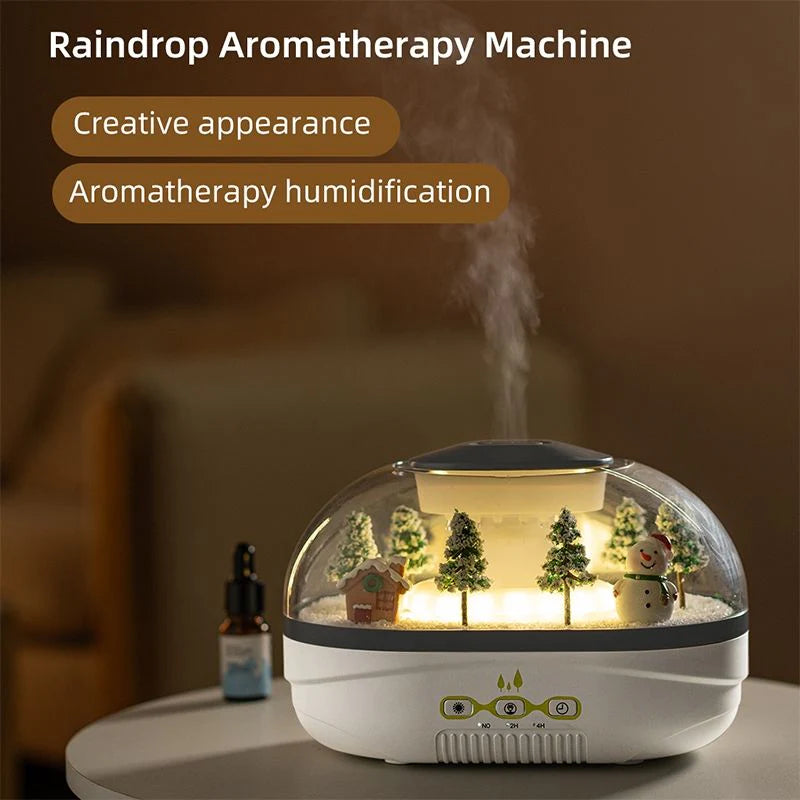 Raindrop Aroma Diffuser Humidifier with Mini Landscape Light
